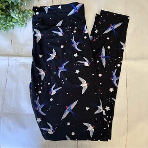 LuLaroe • Blue Swallow TC Leggings (fits 12-18)